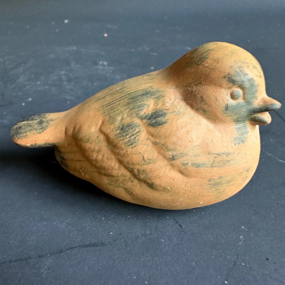 Terracotta Bird Figurine Rustic Clay Pottery Wabi Sabi Boho Shelf Decor Sparrow